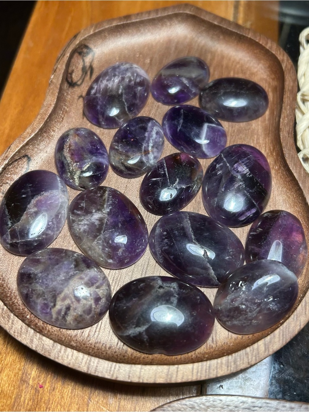 Polished Amethyst Palm Stones - Deep Purple Set